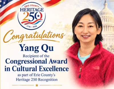 Yang Qu recognized for Erie County’s Heritage 250 – Congressional Award in Cultural Excellence